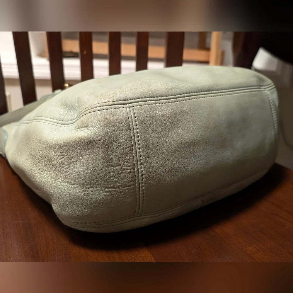 Vintage Coach leather soho zip boho shoulder bag aqua green M6H-4161,made in USA - Picture 7 of 16